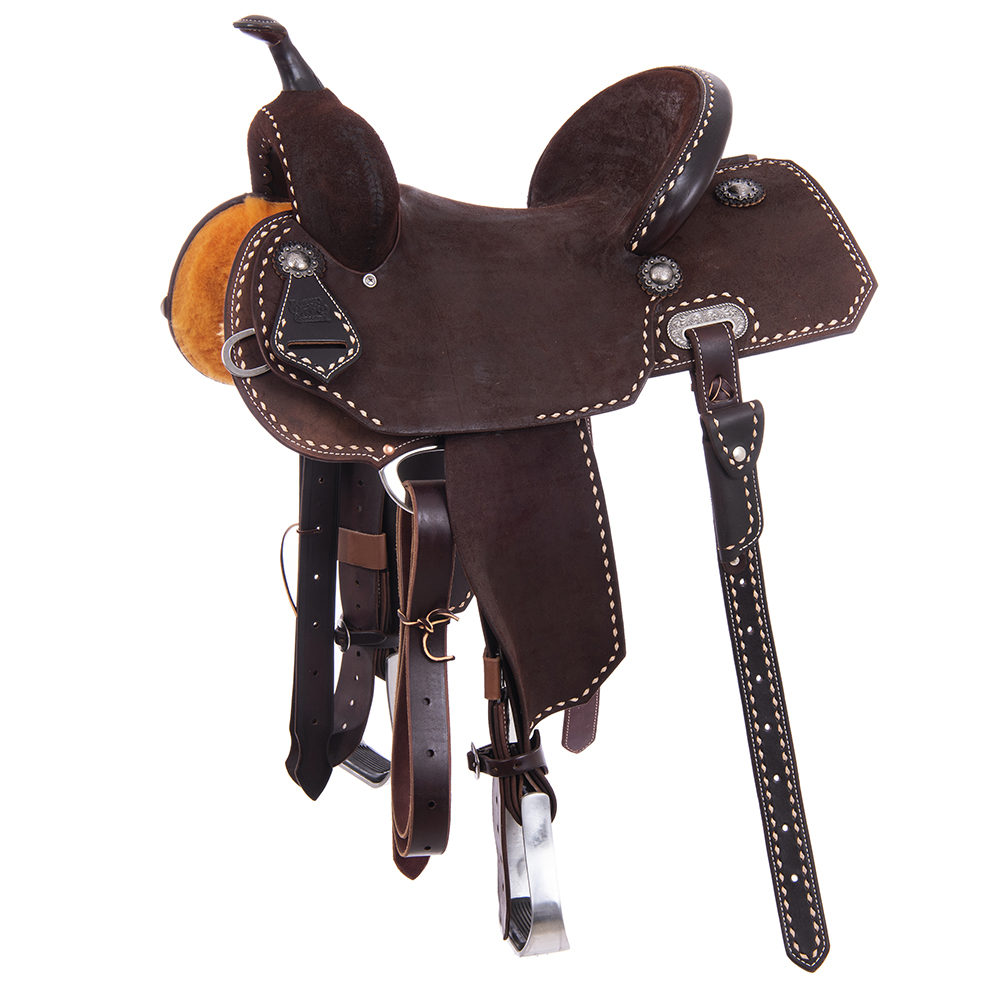 Chocolate RO Full Natural Buckstitch Notched Barrel Saddle