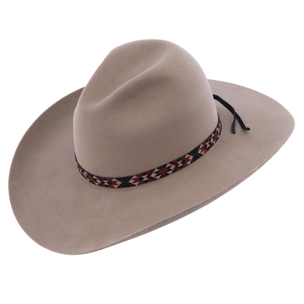 11 Wide Black, Silver, Barn Red, Tan Hatband w/Triangles