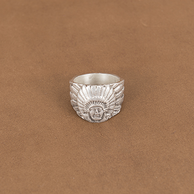 ST STERLING SILVERINDIAN CHIEF RING 8 