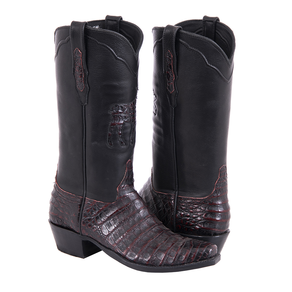 Ladies 13" Black Cherry Caiman Moose Cowboy Boots