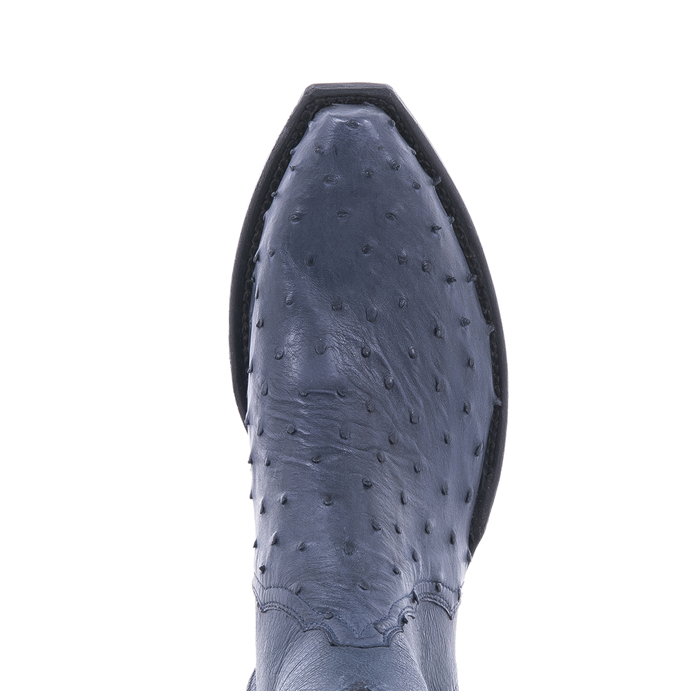 Ladies Indigo Full Quill Ostrich Short Boots