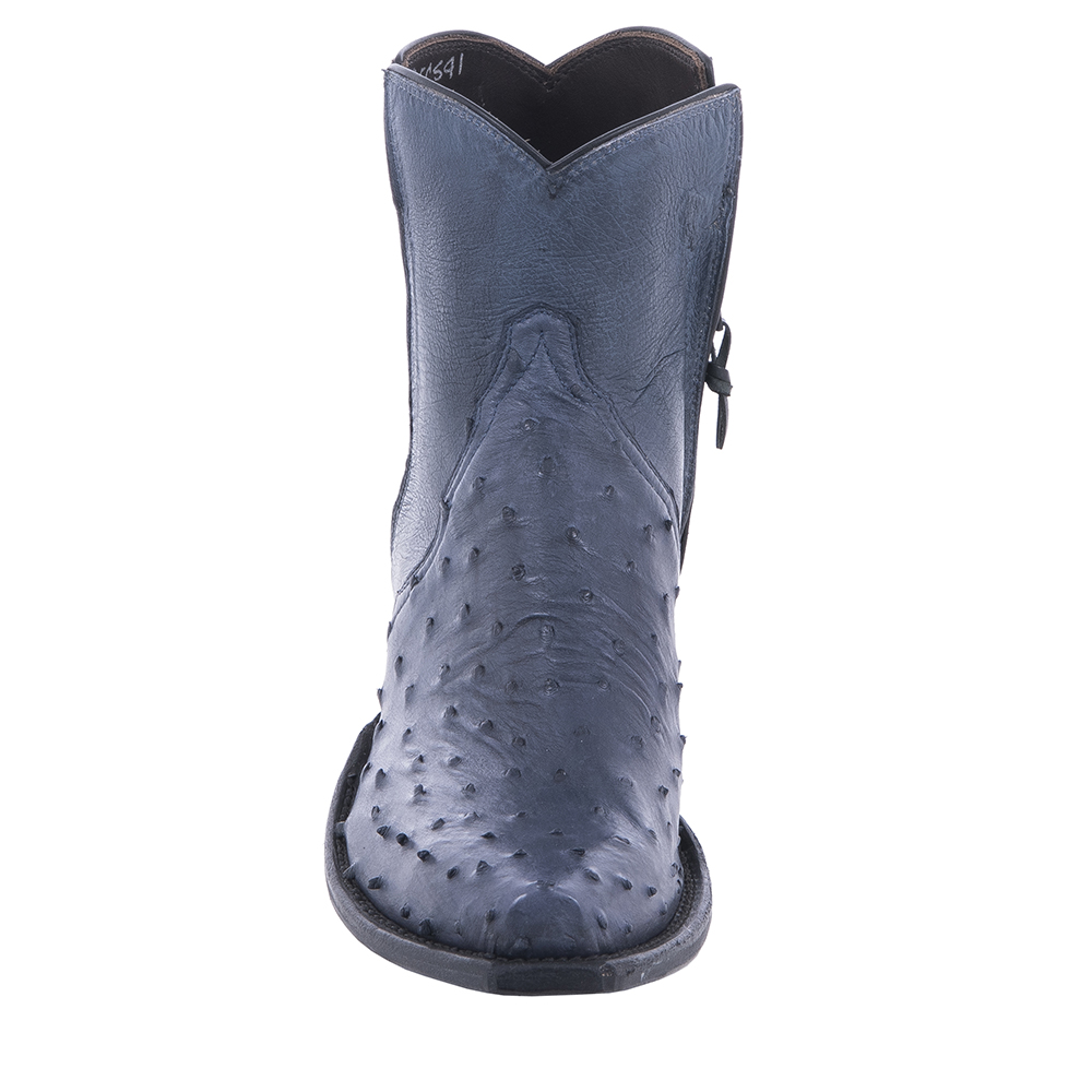 Ladies Indigo Full Quill Ostrich Short Boots