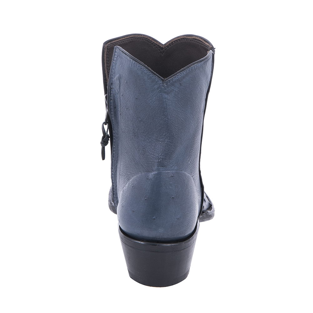 Ladies Indigo Full Quill Ostrich Short Boots