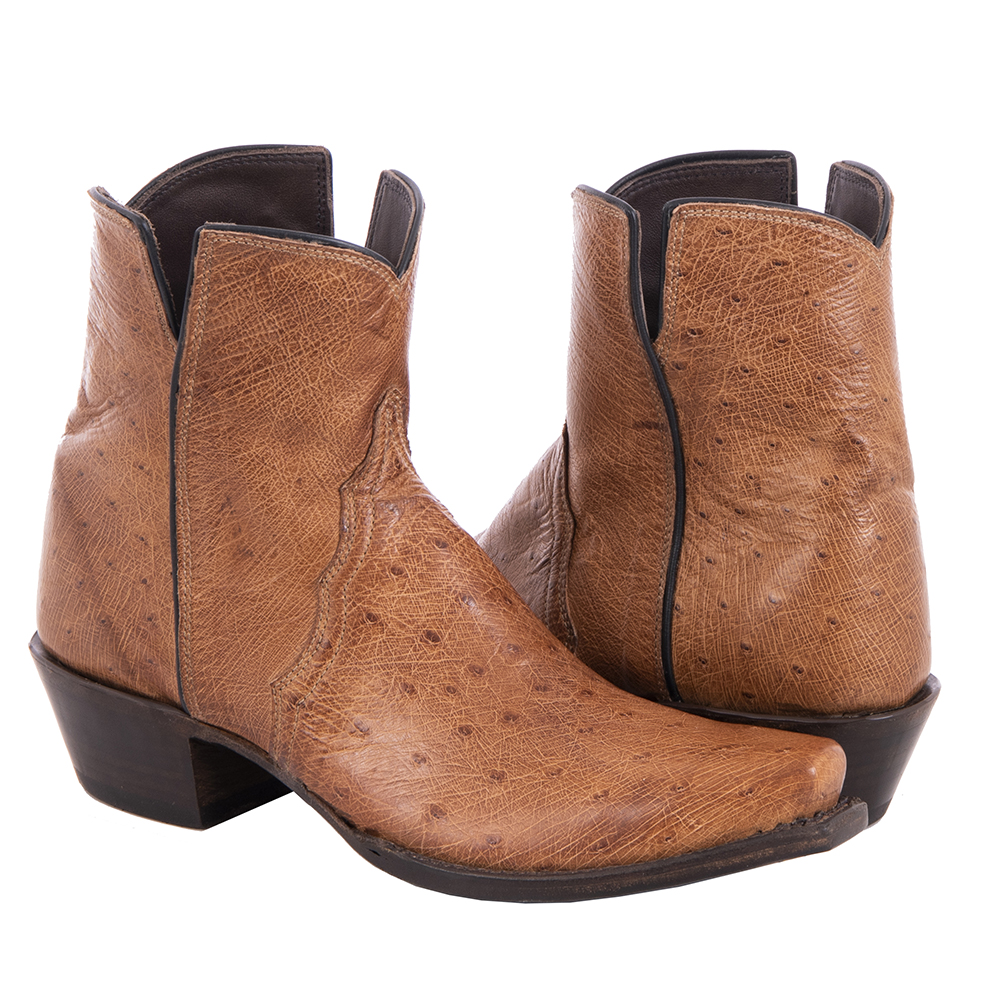 Ladies Short Brandy Smooth Ostrich Boot