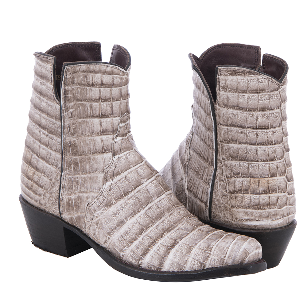 Ladies Dark Natural Caiman Belly Short Boots