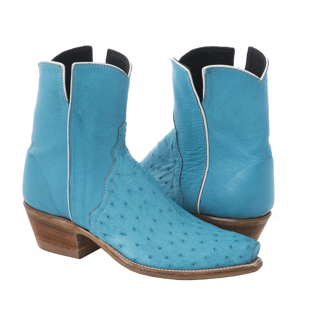 LADIES SHORTY CRYSTAL BLUE SMOOTH OSTRICH