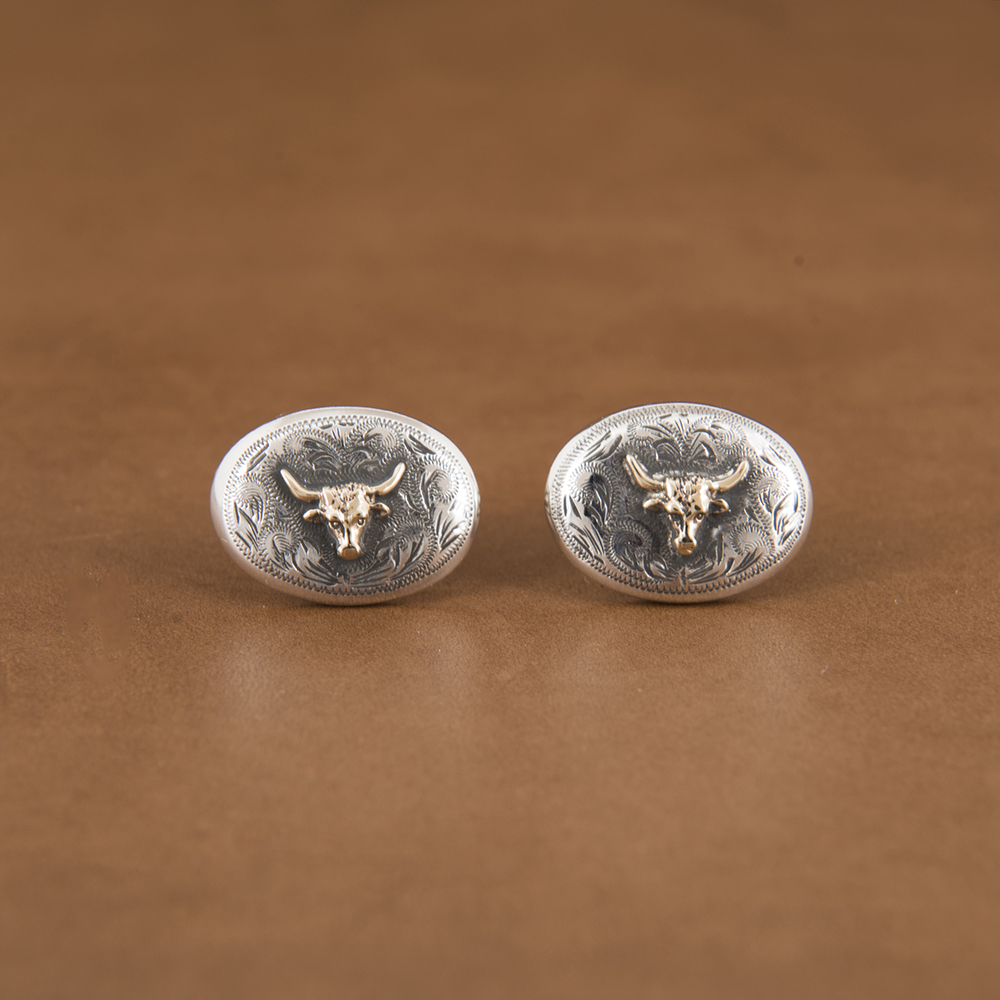14K GOLD STEER CUFFLINKS (2 AVAILABLE)