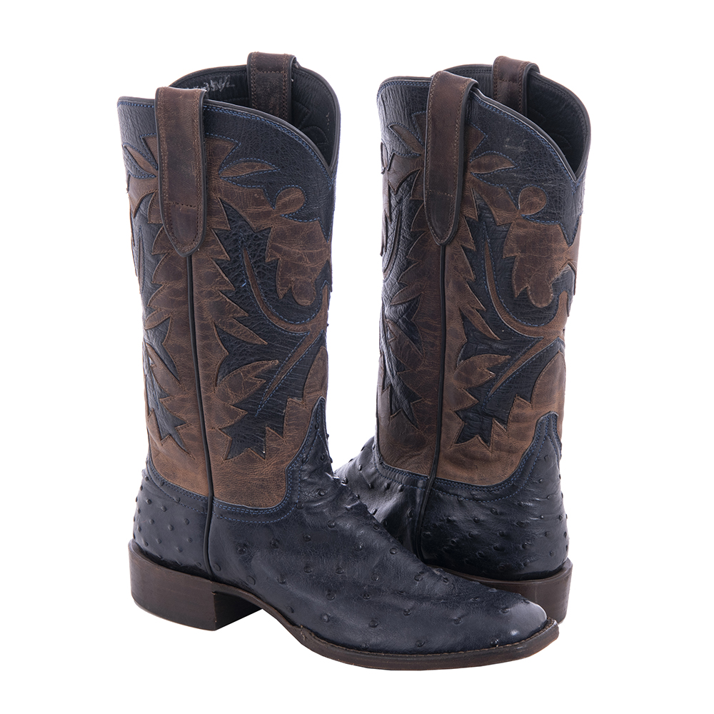 Ladies Cowboy 12-2 Navy CC FQ Ostrich/Canella Goat Fern Inlay