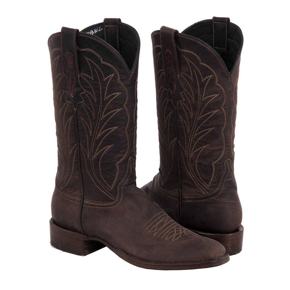 Ladies 12" Tobac Goat Winn Stitch Cowboy Boot