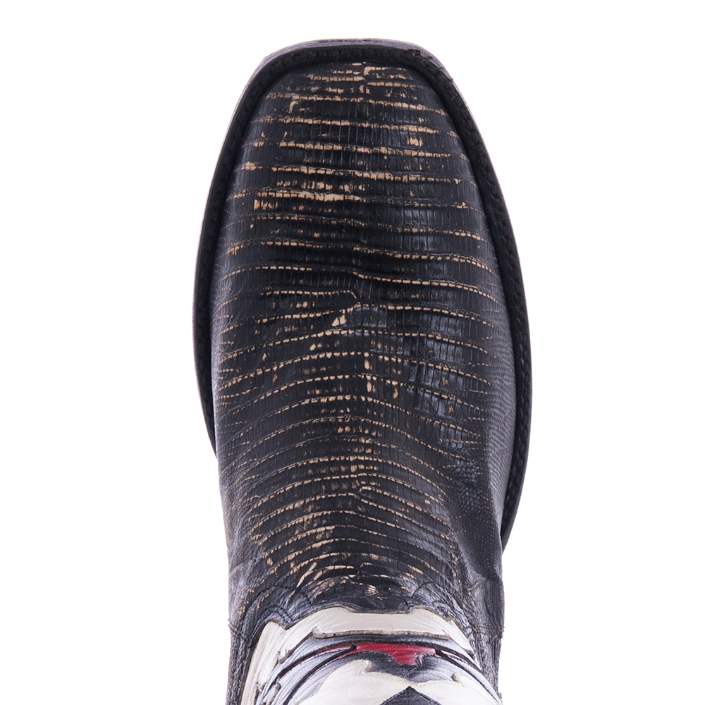 Ladies 12" Tan Distress Lizard Bone Fern Cowboy Boot