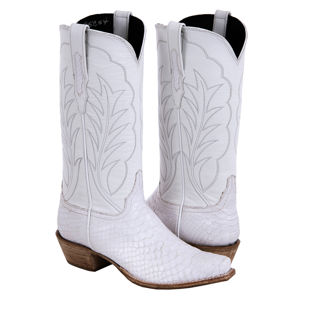 Ladies 13" White Python Winn Stitch Cowboy Boots