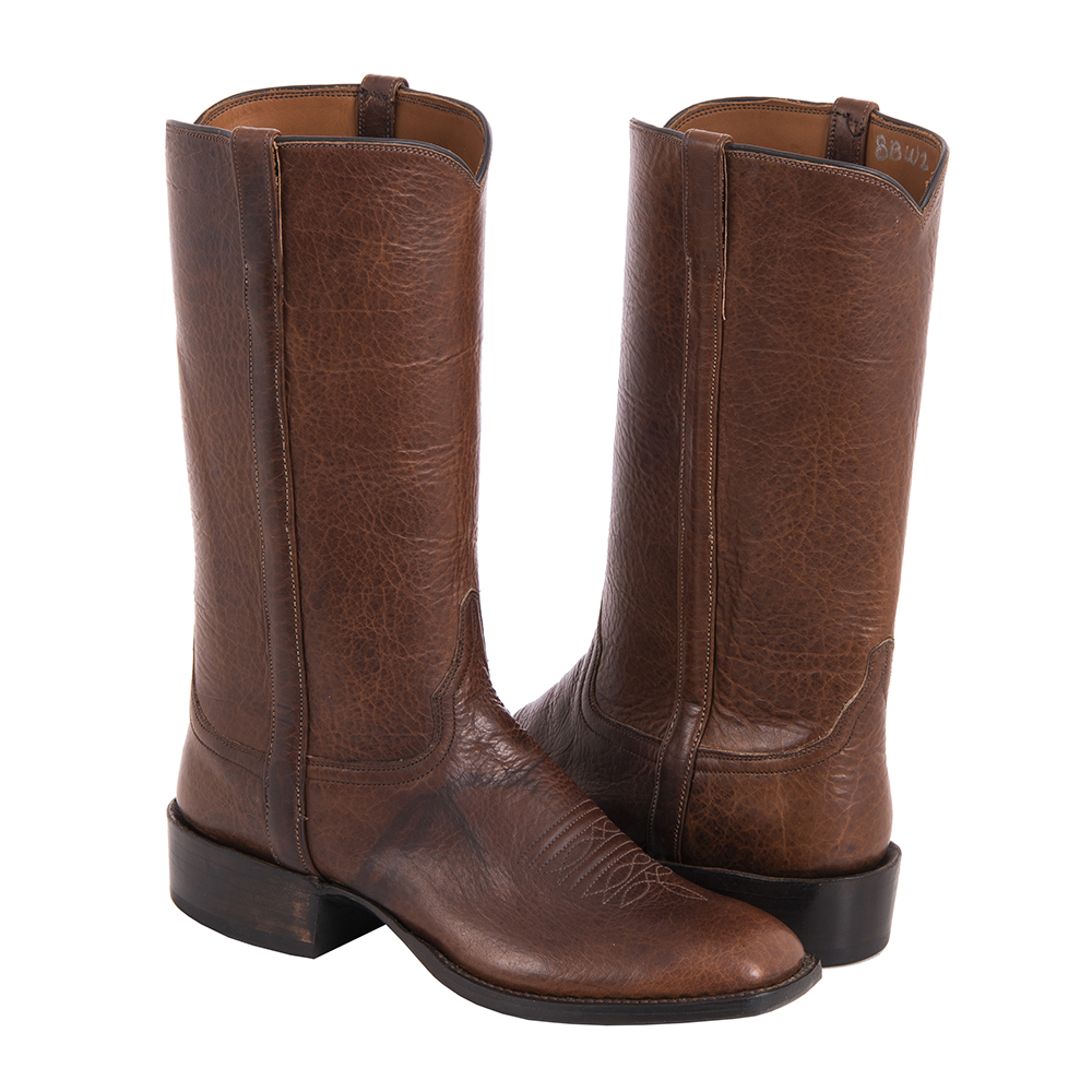 Ladies 12" Bourbon Bison Covered Side Seam Cowboy Boot