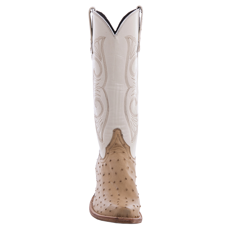 Ladies 14" Natural Full Quill Ostrich Bone Swan Cowboy Boot