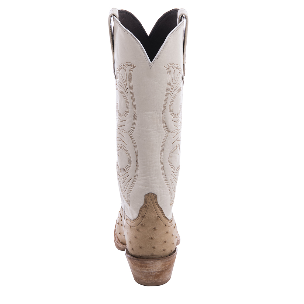 Ladies 14" Natural Full Quill Ostrich Bone Swan Cowboy Boot