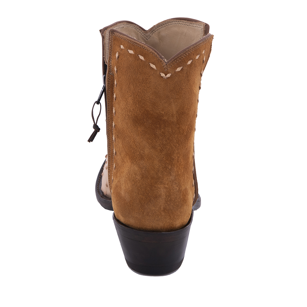 LADIES SHORT NATURAL FQ OSTRICH SAND RO 1/2 NAT BUCKSTITCH BOOT