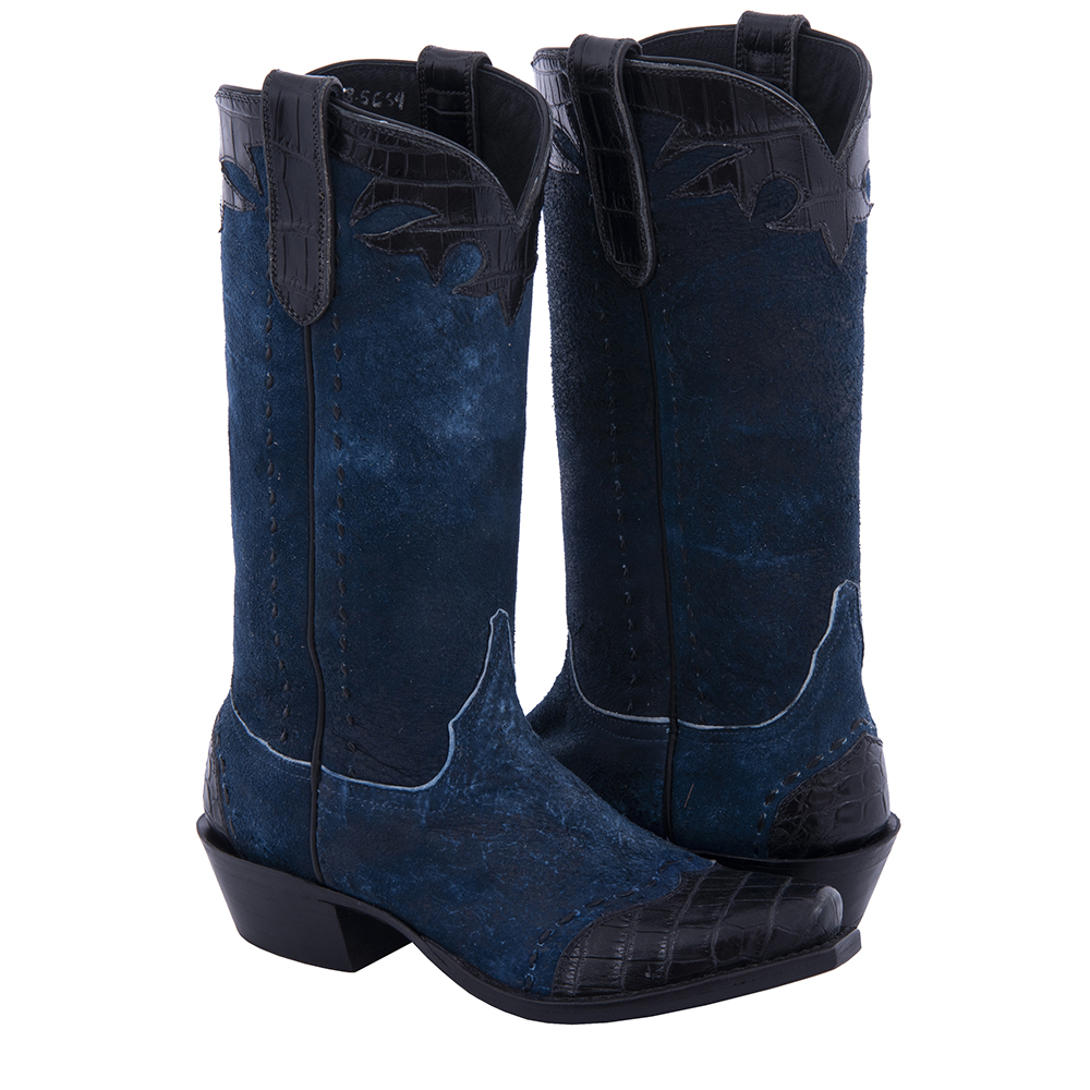 LADIES 13-2 BLUE BREAK BLACK NILE FERN CL, WT, HF FULL BLACK BUCKSTITCH COWBOY BOOT