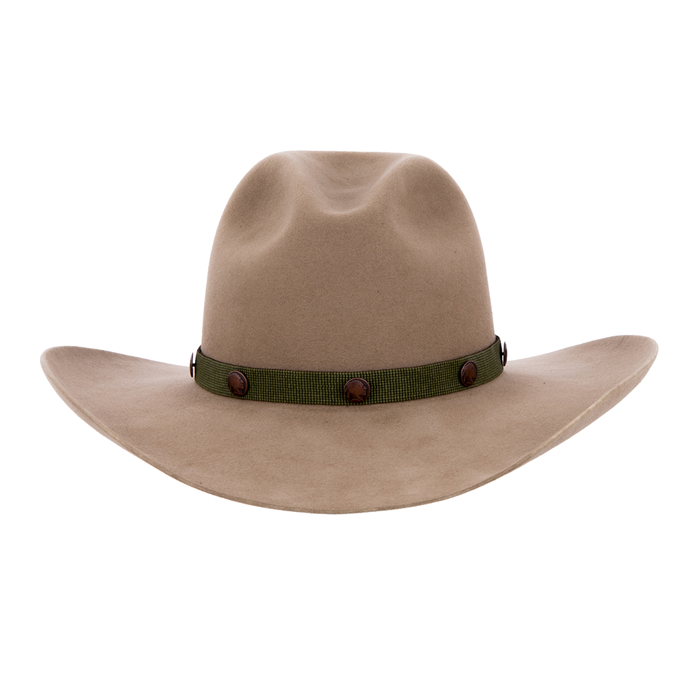 13 Wide Green w/Brown Ends Copper Buttons Hatband 