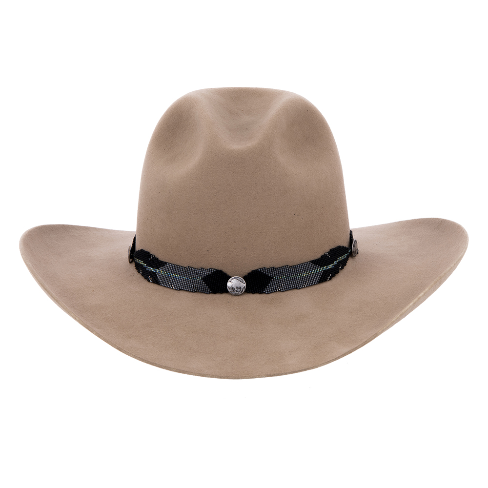 Matte Black/Slate Grey Green Staff Buffalo Head Buttons Hatband (1 AVAILABLE)