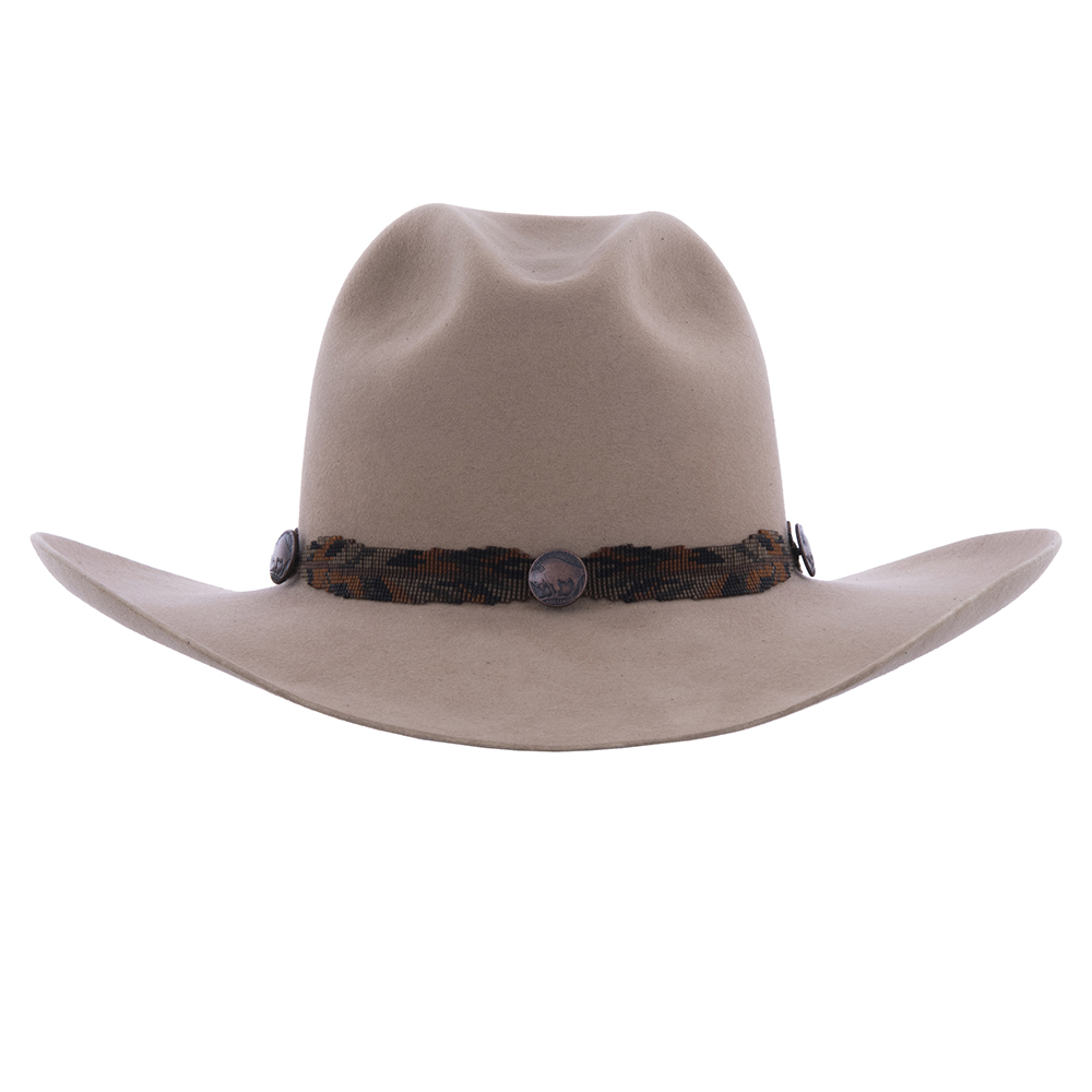 Camo Hatband w/4 Feathers 3 Copper Bufflao Buttons