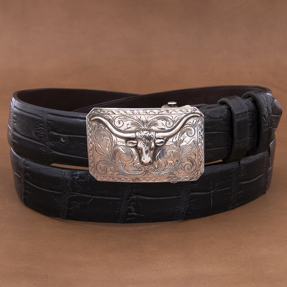 SST Mesa Engraved Buckle w/Steer Saw Tooth Border