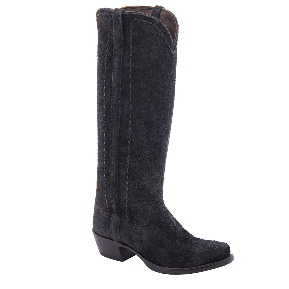 LADIES 17-2 DARK CHOCOLATE SUEDE COVERED SIDE SEAM 1/2 BROWN BS COWBOY BOOT