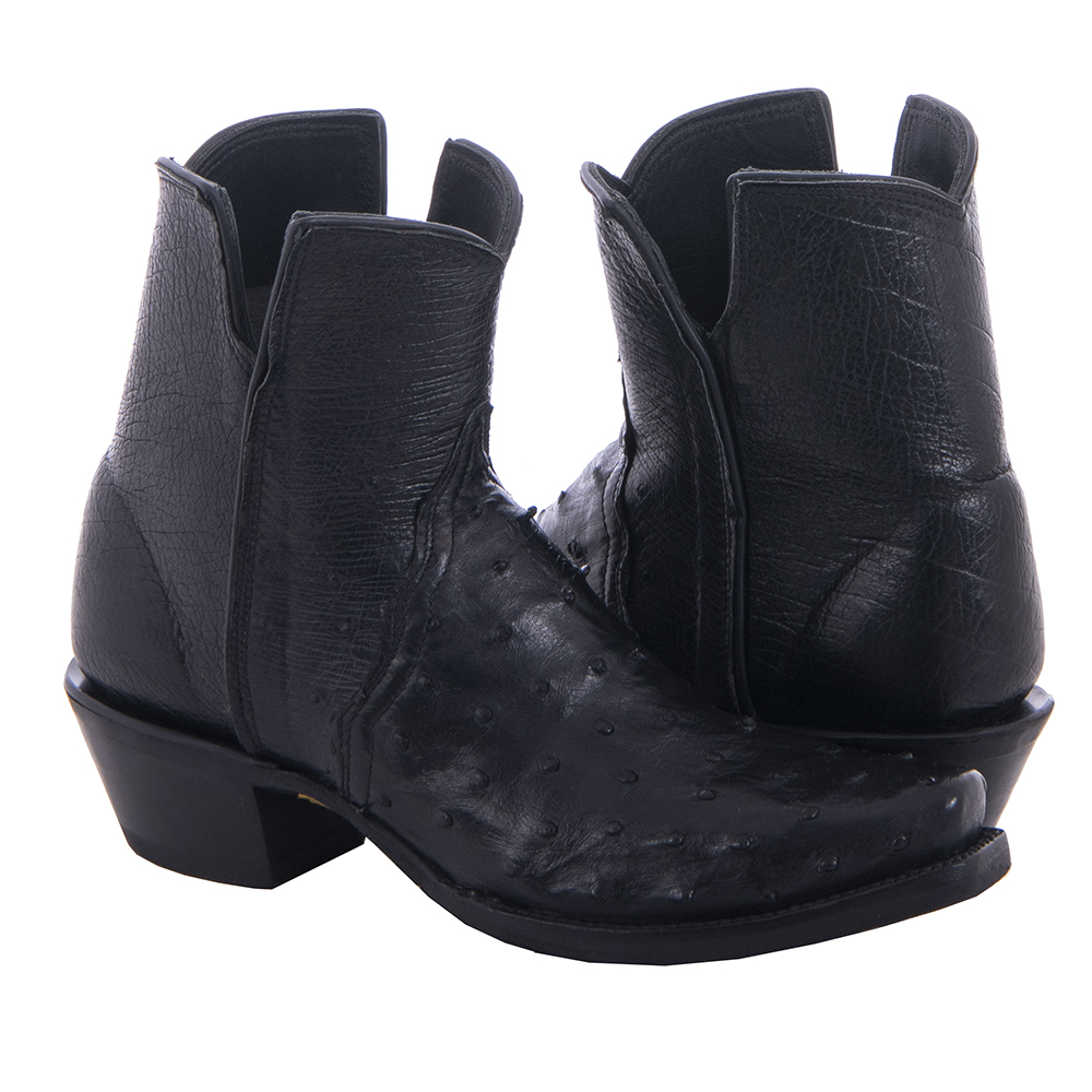 Ladies Short Black Full Quill Ostrich Boot