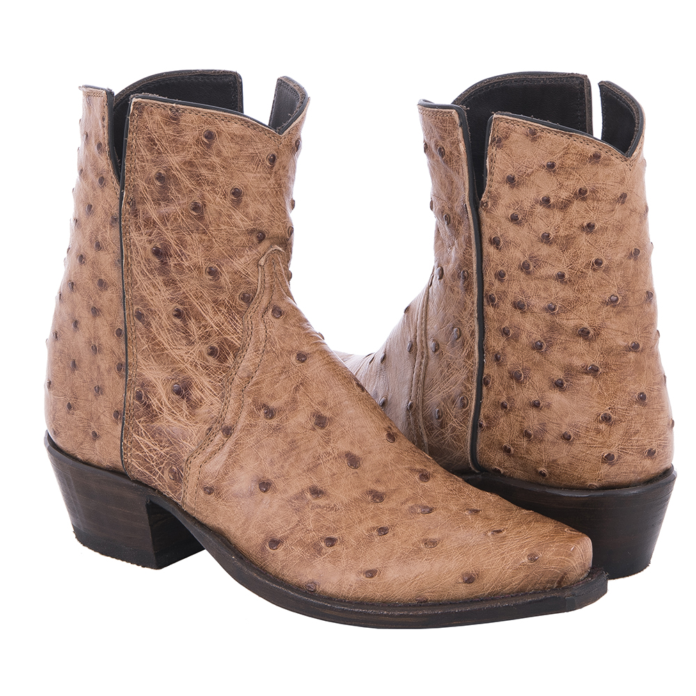 Ladies Brandy Full Quill Ostrich Short Boots