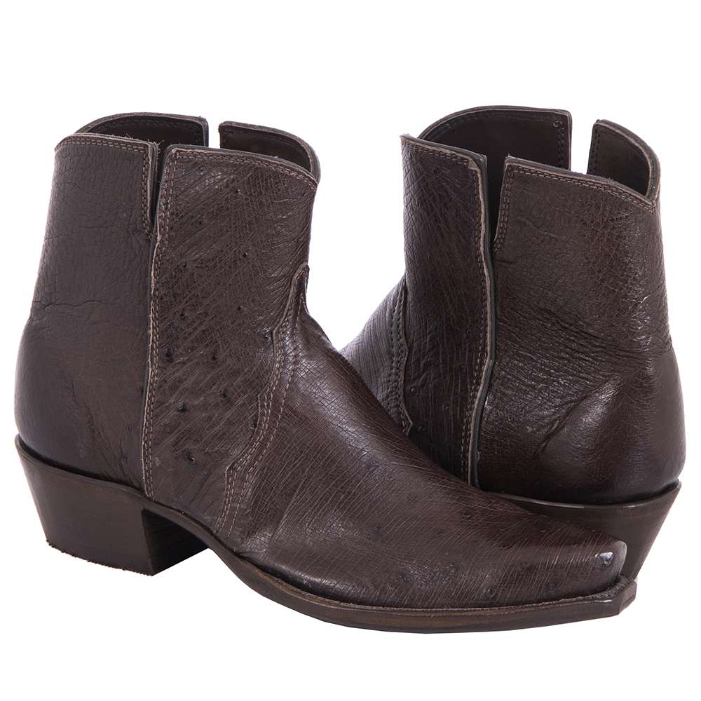 Ladies Short Nicotine Smooth Ostrich Boot