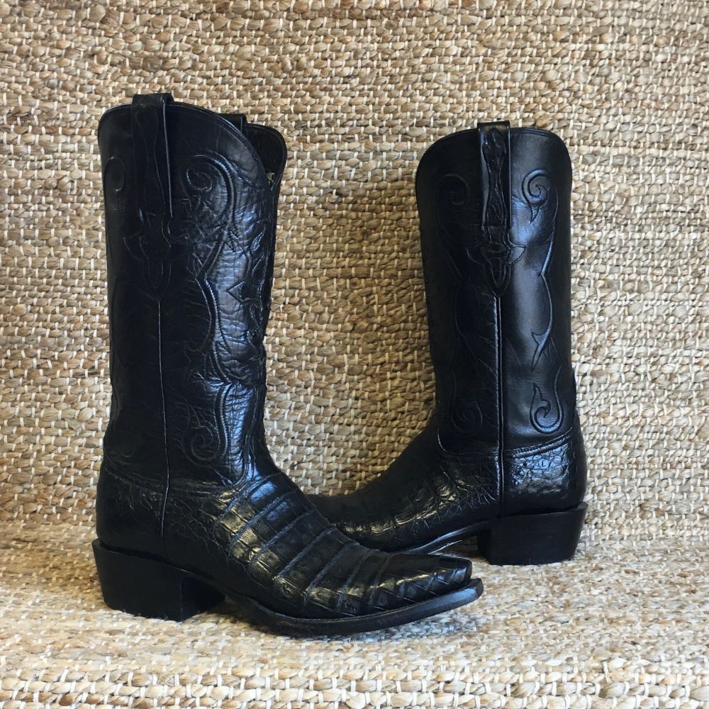 LUCCHESE BLACK ULTRA BELLY CAIMAN