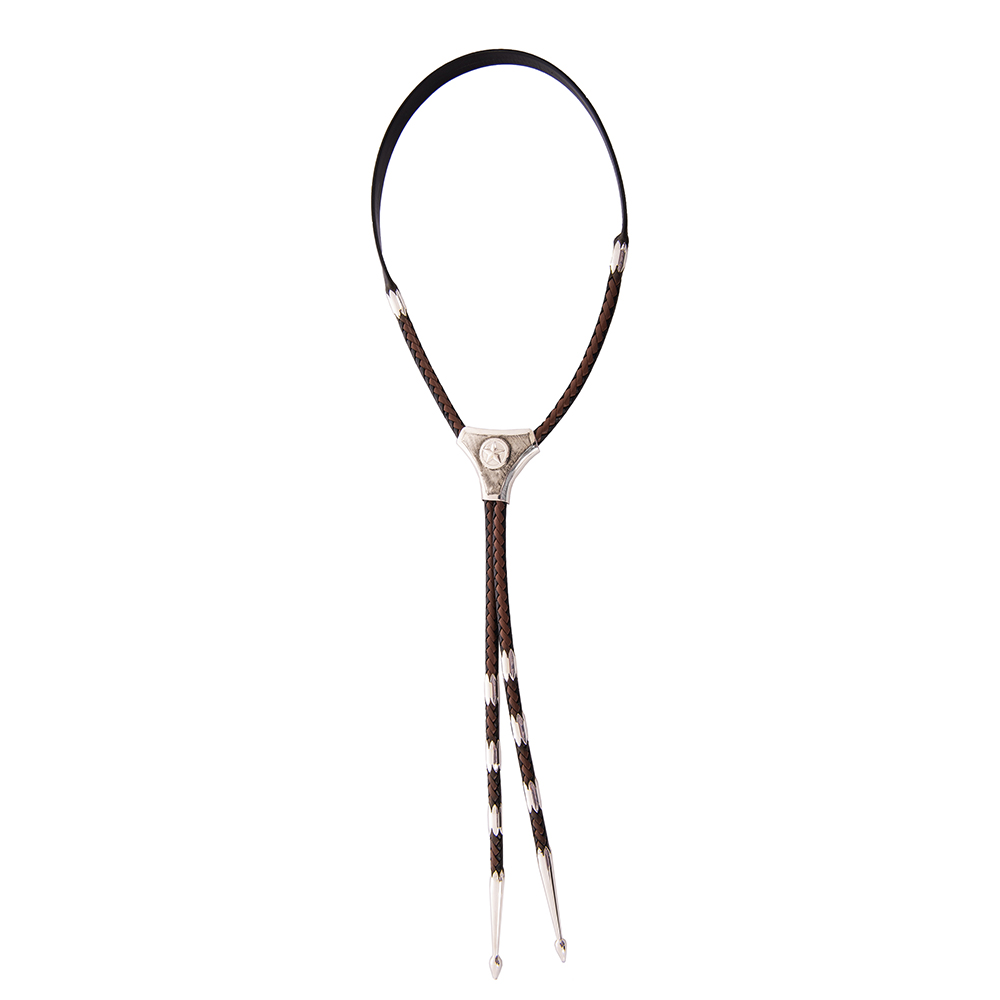 Large Bolo Crosshatch Texas Star Black and Brown