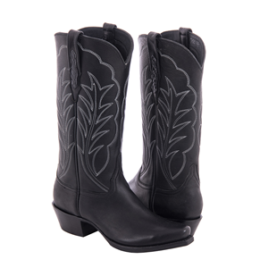 Ladies 13" Black Aniline White Winn Cowboy Boot