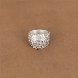 ST STERLING SILVER INDIAN CHIEF RING 7.5