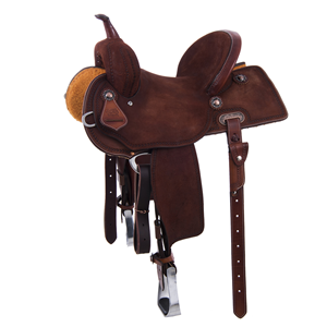 Burns Chestnut RO Barrel Saddle- Semi Square- Wishbone Border