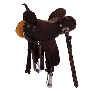 Burns Chocolate RO Barrel Saddle- Round- Sunflower FC