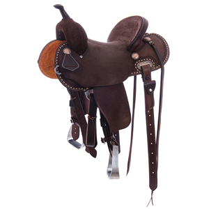 Chocolate RO 1/2 Celtic Natural Buckstitch Round Barrel Sadd