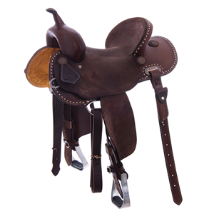 Chocolate 1/2 Breed Natural Buckstitch Round Barrel Saddle
