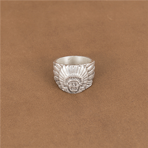 ST STERLING SILVERINDIAN CHIEF RING 8
