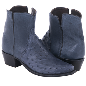 Ladies Indigo Full Quill Ostrich Short Boots