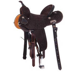 Chocolate RO D Daisy Snake Border Round Barrel Saddle