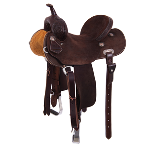 Chocolate 1/8 Breed Julya Floral Round Barrel Saddle