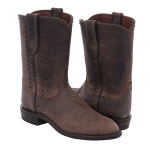 Men's 10" Brown Bomber Tobac 1/2 Buckstitch Roper w/ Mini Vi