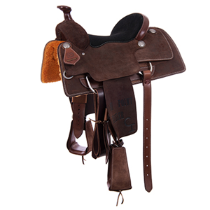 Burns Chocolate RO Team Rope Saddle - Semi Square - Brand; Lettering - Black Full Padded Seat