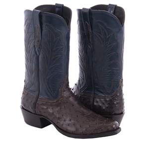 Men's 12" Nicotine Ostirch Blue Winn Cowboy Boots