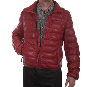 MEN'S RED RIBBED LEATHER JACKET