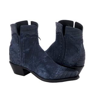 Ladies Navy Break Lamb and Caiman Short Boots