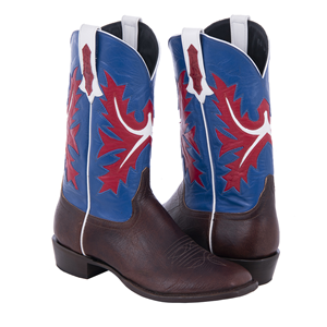 Men's Red, White, and Blue Mocha Bison Cowboy Boots