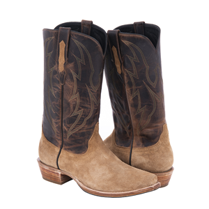 Men's Tan Roughout and Canella Goat Leather Cowboy Boot