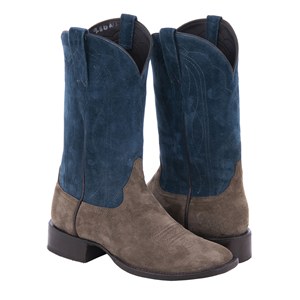 Burns Men's Sand & Sky Blue Boar Suede Cowboy Boots