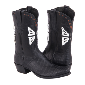 Ladies Black Gator Butterfly Cowboy Boots