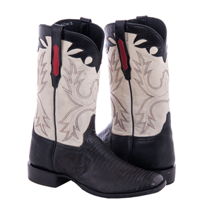 Men's 12" Tan Distress Lizard Bone Old Nugget Cowboy Boot